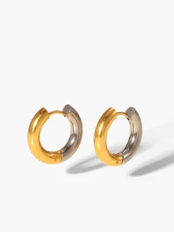 Two Tone Splicing Hoop Earrings