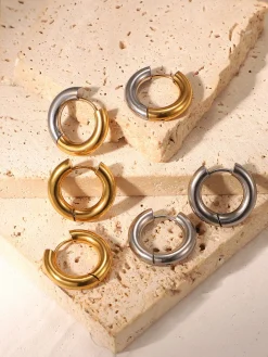 Two Tone Splicing Hoop Earrings