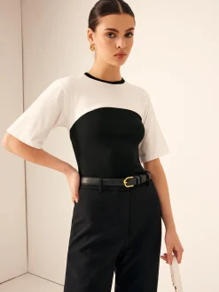 Two Tone Stretch Jersey T-Shirt
