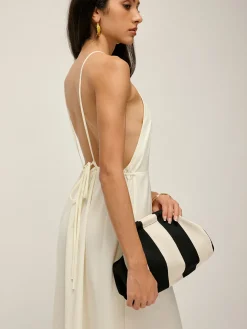 Two Tone Striped Clutch Bag