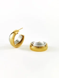 Two Tone Tunnel Hoop Earrings