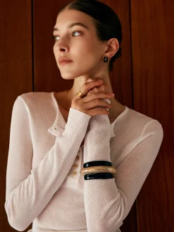 Two Tone Wide Hammered Bracelet