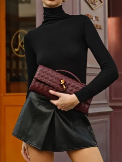 Two Way Woven Flap Clutch Shoulder Bag