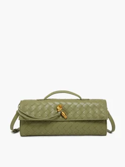 Two Way Woven Flap Clutch Shoulder Bag