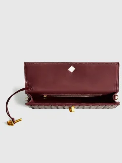 Two Way Woven Flap Clutch Shoulder Bag