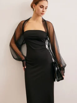 Two-Piece Sheer Shrug Jersey Tube Dress