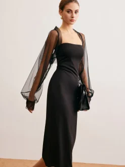 Two-Piece Sheer Shrug Jersey Tube Dress