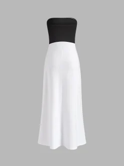 Two-Tone Backless Tube Long Dress