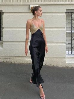 Two-Tone Cami Long Dress