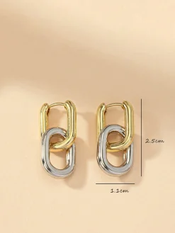 Two-Tone Hoop Drop Earrings