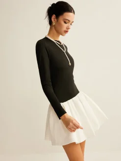 Two-Tone Panel Slim Dress