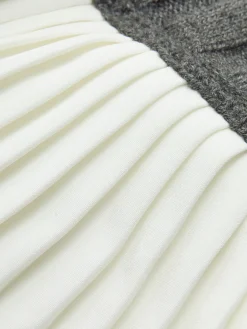 Two-Tone Pleated Mini Skirt