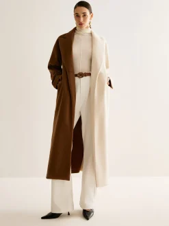 Two-Tone Slit Tweed Long Coat