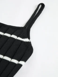 Two-Tone Striped Midi Sweater Dress