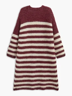 Two-Tone Striped Pockets Long Cardigan