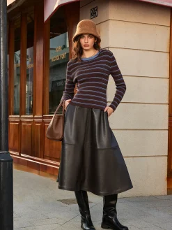 Two-Tone Striped Slim Sweater