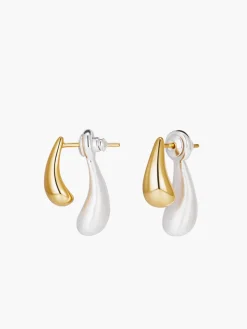 Two-Tone Water Drop Earrings