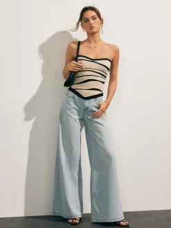 Two-Tone Waves Tube Knit Top