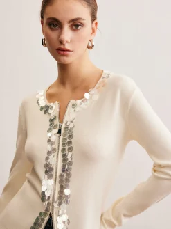 Two-Way Zip Sequins Cardigan