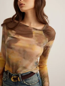 Tye Dye Printed Mesh Blouse