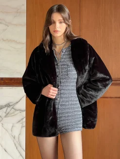 Ultra Warm Draped Faux Fur Coat