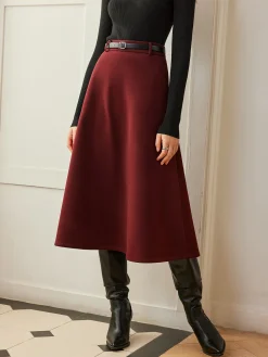 Umbrella Shape Belted Skirt