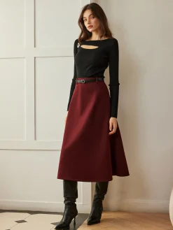 Umbrella Shape Belted Skirt