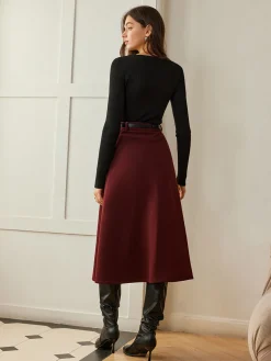 Umbrella Shape Belted Skirt