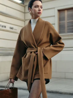 Utility Belted Tweed Coat