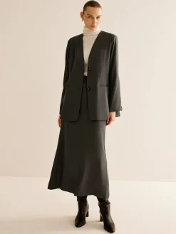 Utility Breasted Split Suit Skirt Set