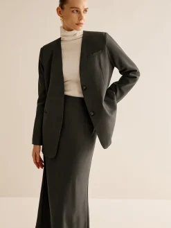 Utility Breasted Split Suit Skirt Set