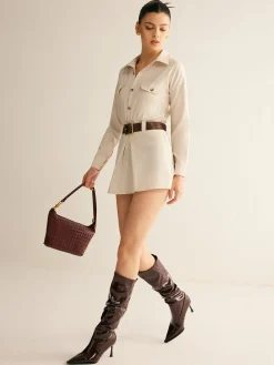 Utility Button Belted Suit Dress