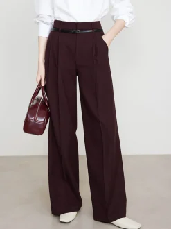 Utility High-Waist Pleated Pants Without Belt