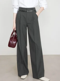 Utility High-Waist Pleated Pants Without Belt