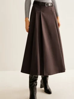 Utility Pleated Belted Skirt
