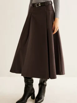 Utility Pleated Belted Skirt