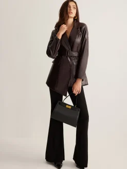 Utility PU Leather Belted Jacket