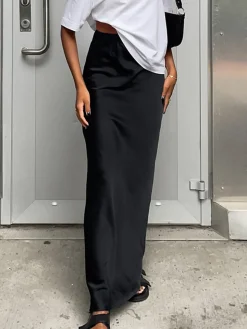 Utility Satin Maxi Skirt