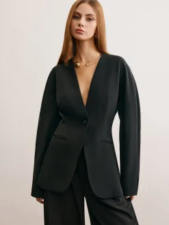 Utility Split Button Cinched Blazer