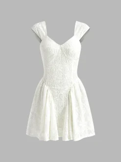 Vacation Lace Semi-Sheer Short Dress