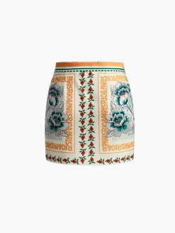 Vacation Print Asymmetrical Mini Skirt