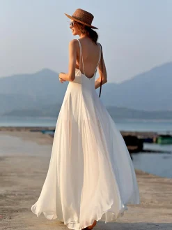 Vacay V-Neck Backless Cami Long Dress