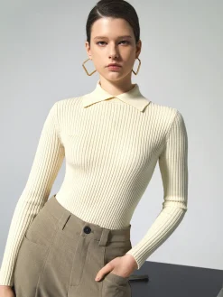 Vanilla Polo Long Sleeve Knit Top
