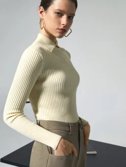Vanilla Polo Long Sleeve Knit Top