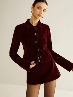 Velvet Lapel Short Blazer