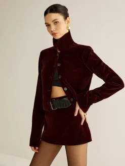 Velvet Lapel Short Blazer