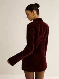 Velvet Lapel Short Blazer