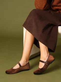 Velvet Mary Jane Ballet Shoes