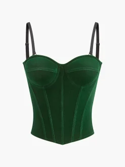 Velvet Piping Zipper Cami Top