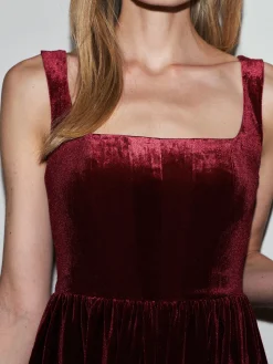 Velvet  Pleated Strappy Short Dress